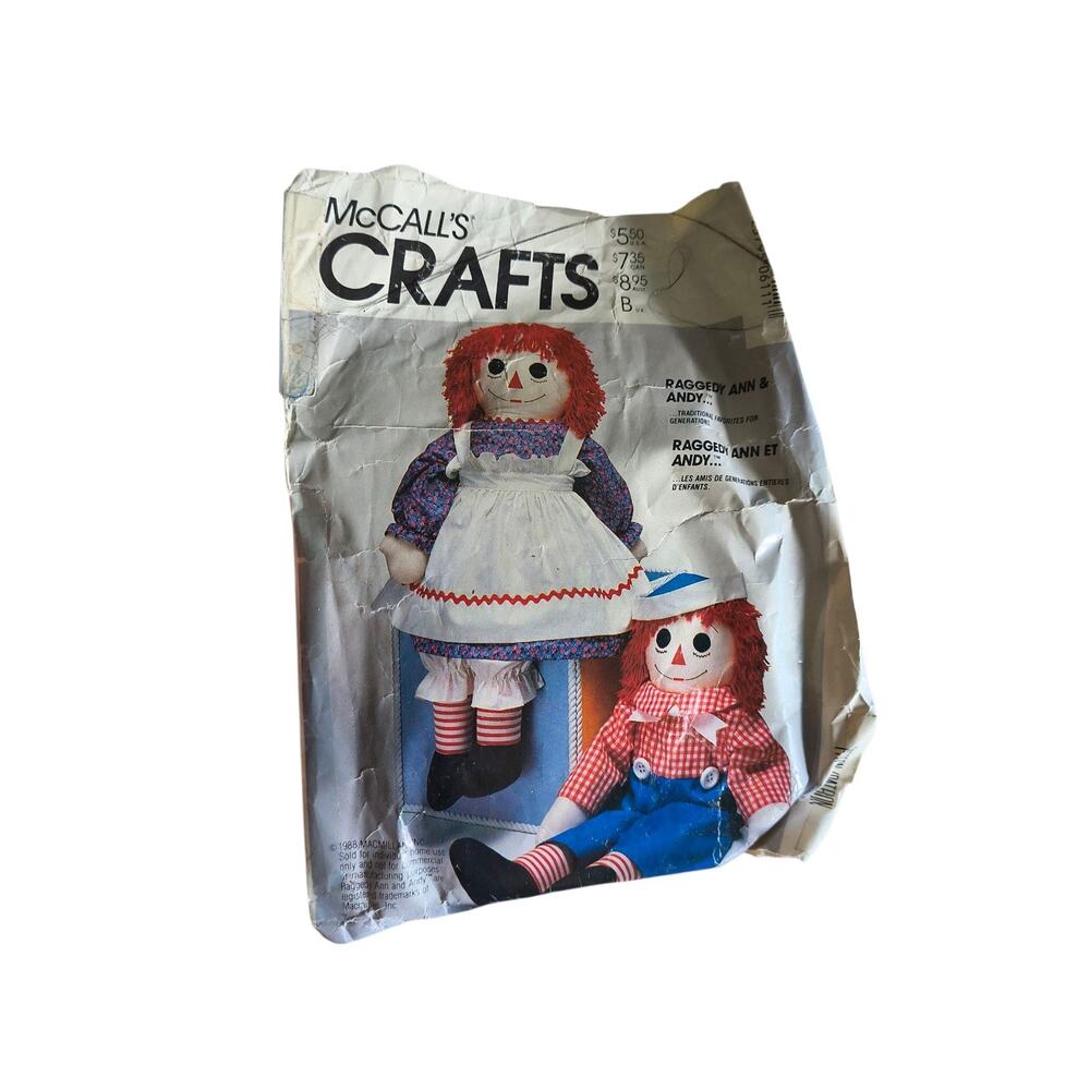 McCall's 8378 Crafts Sewing Pattern Stuffed Raggedy Ann and Andy Doll w/ Clothes